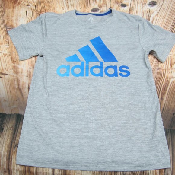 Adidas gray & blue tshirt L 14 16 - Picture 1 of 3